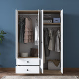 Wardrobe Aspen Walnut White Melamine 120x170x42.5 cm