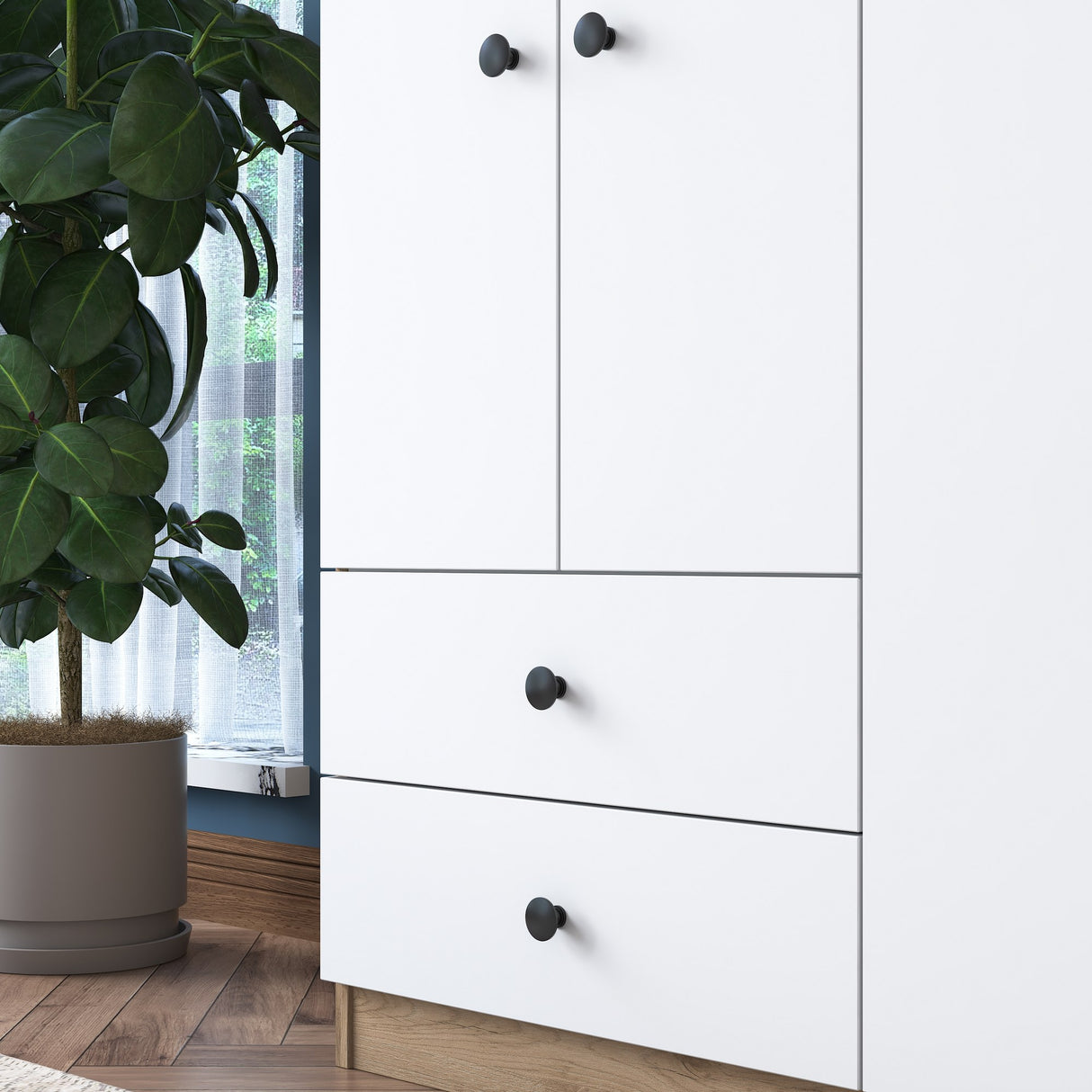 Wardrobe Aspen Walnut White Melamine 120x170x42.5 cm