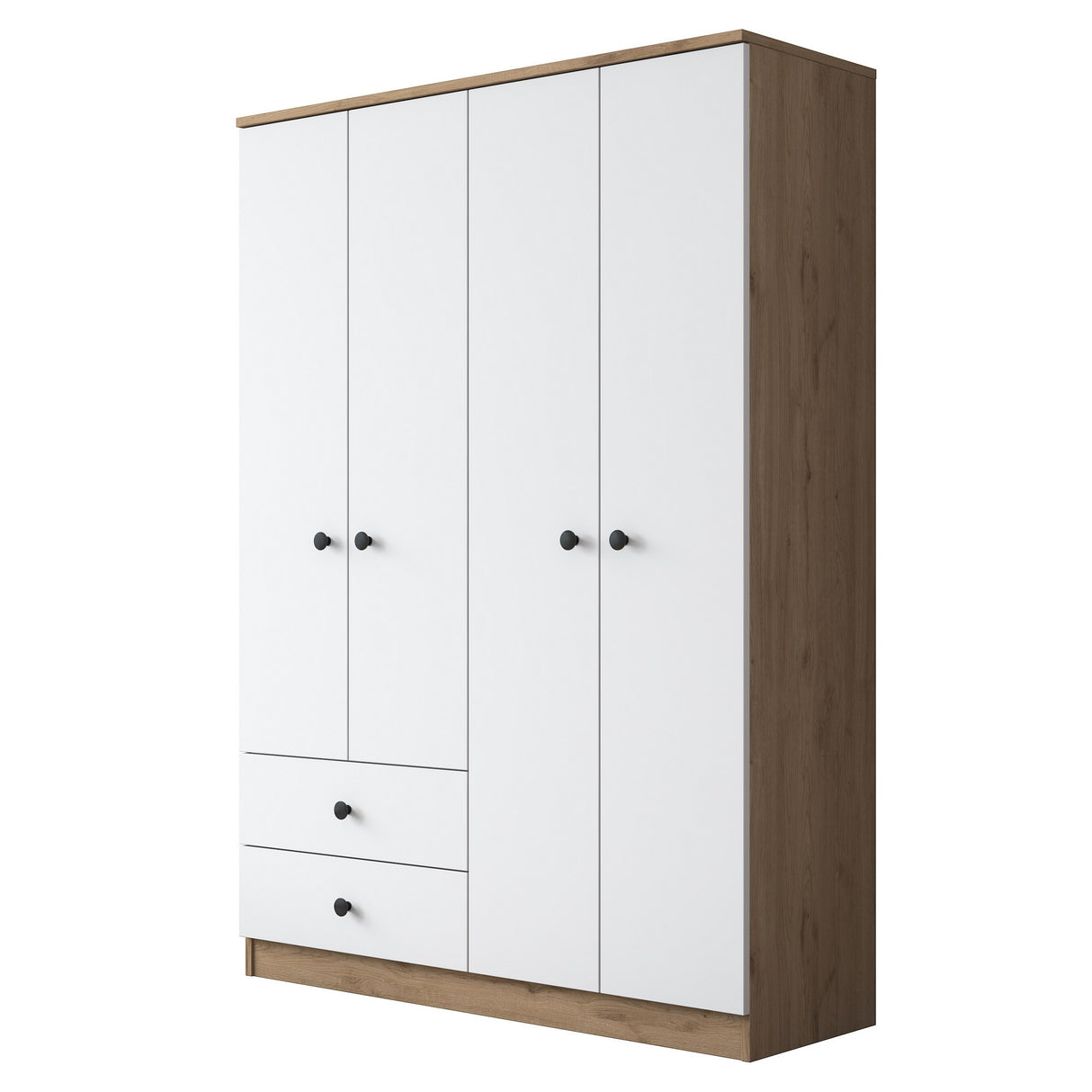 Wardrobe Aspen Walnut White Melamine 120x170x42.5 cm