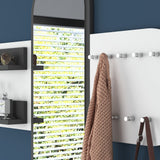 Coat Rack White Melamine 9-Hook - With Mirror - Two Shelves 