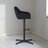 Venom Bar Stool Black Velvet - adjustable rotating bar seat with armrest