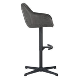 Venom Bar Stool Anthracite Eco-leather - Adjustable Swivel Bar Chair with Armrest 