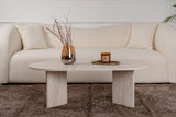 Oval coffee table travertine melamine - Japandi - 119x60 cm - Sota