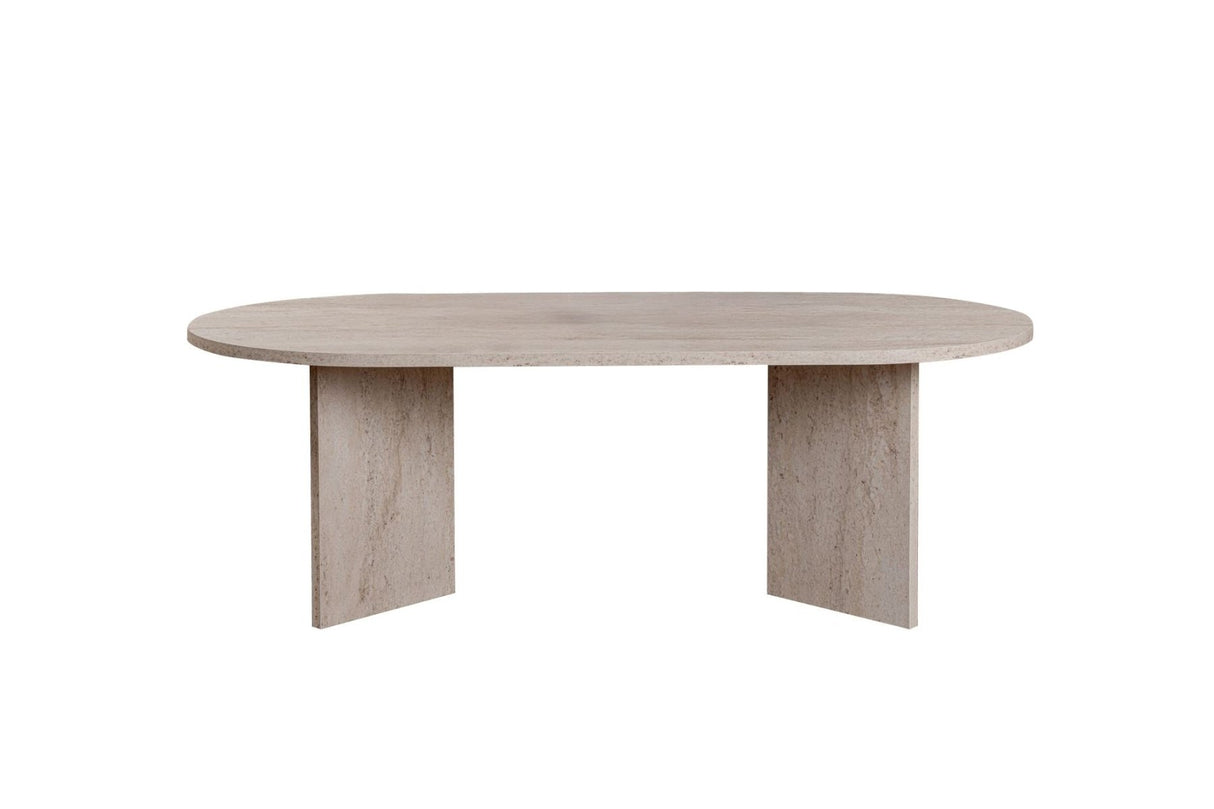 Oval coffee table travertine melamine - Japandi - 119x60 cm - Sota
