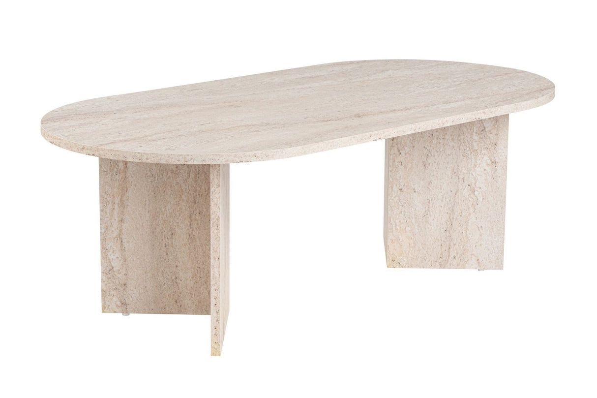 Oval coffee table travertine melamine - Japandi - 119x60 cm - Sota