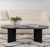 Oval Coffee Table Black Wood Look Sabla - 119x60 