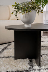 Oval Coffee Table Black Wood Look Sabla - 119x60 