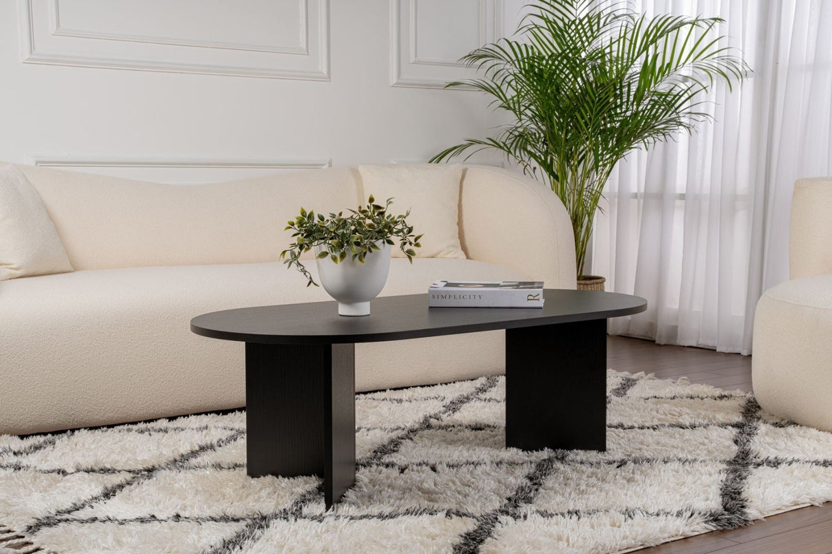 Oval Coffee Table Black Wood Look Sabla - 119x60 