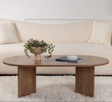 Oval Coffee Table Walnut Look Sabla - 119x60 