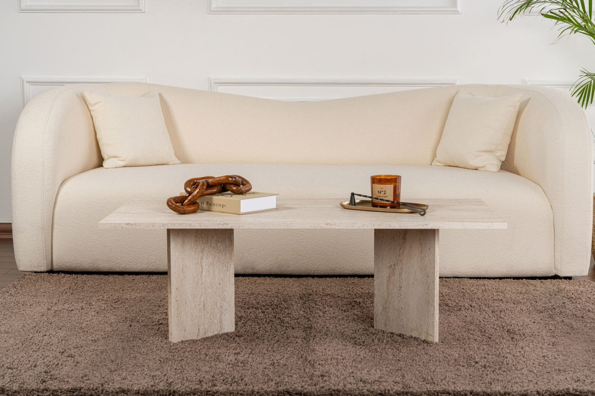 Rectangular coffee table travertine melamine Sabin 119x60 cm