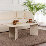 Rectangular coffee table travertine melamine Sabin 119x60 cm