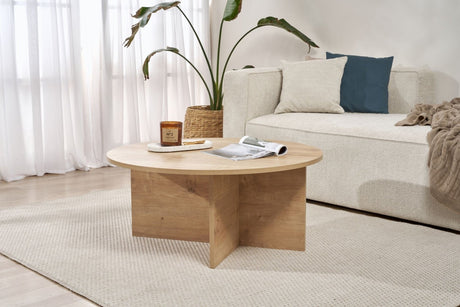 Round coffee table Dakota oak melamine 90x90x40 cm 