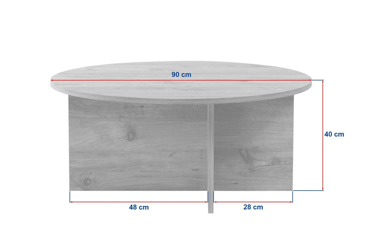 Round coffee table Dakota oak melamine 90x90x40 cm 
