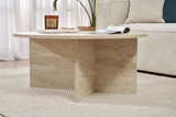 Round coffee table Dakota travertine melamine 90x90x40 cm 