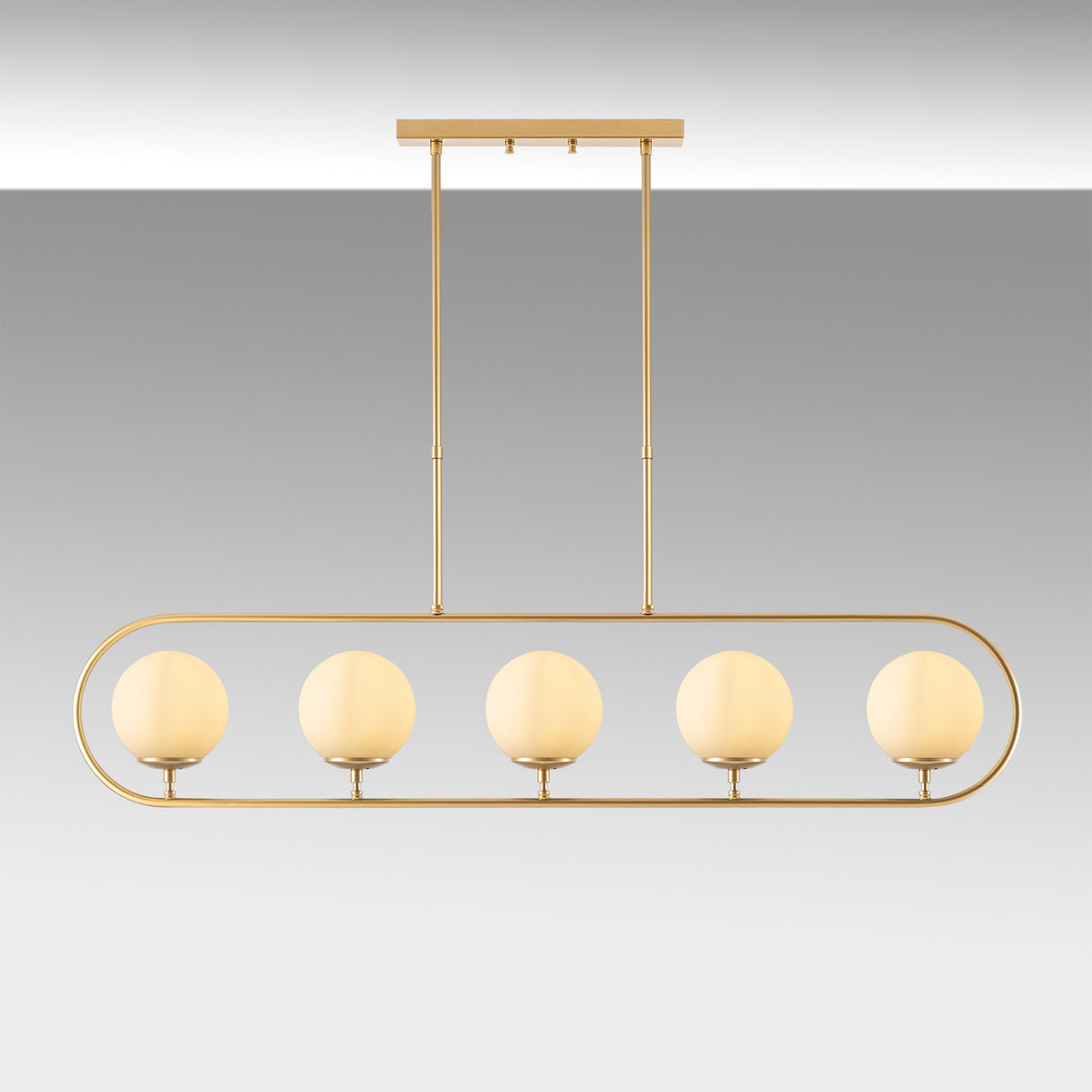 Pendant lamp 5-light Gold Beige Glass Lucent 