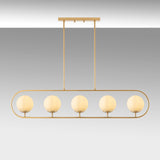 Pendant lamp 5-light Gold Beige Glass Lucent 
