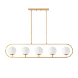 Pendant lamp 5-light Gold Beige Glass Lucent 
