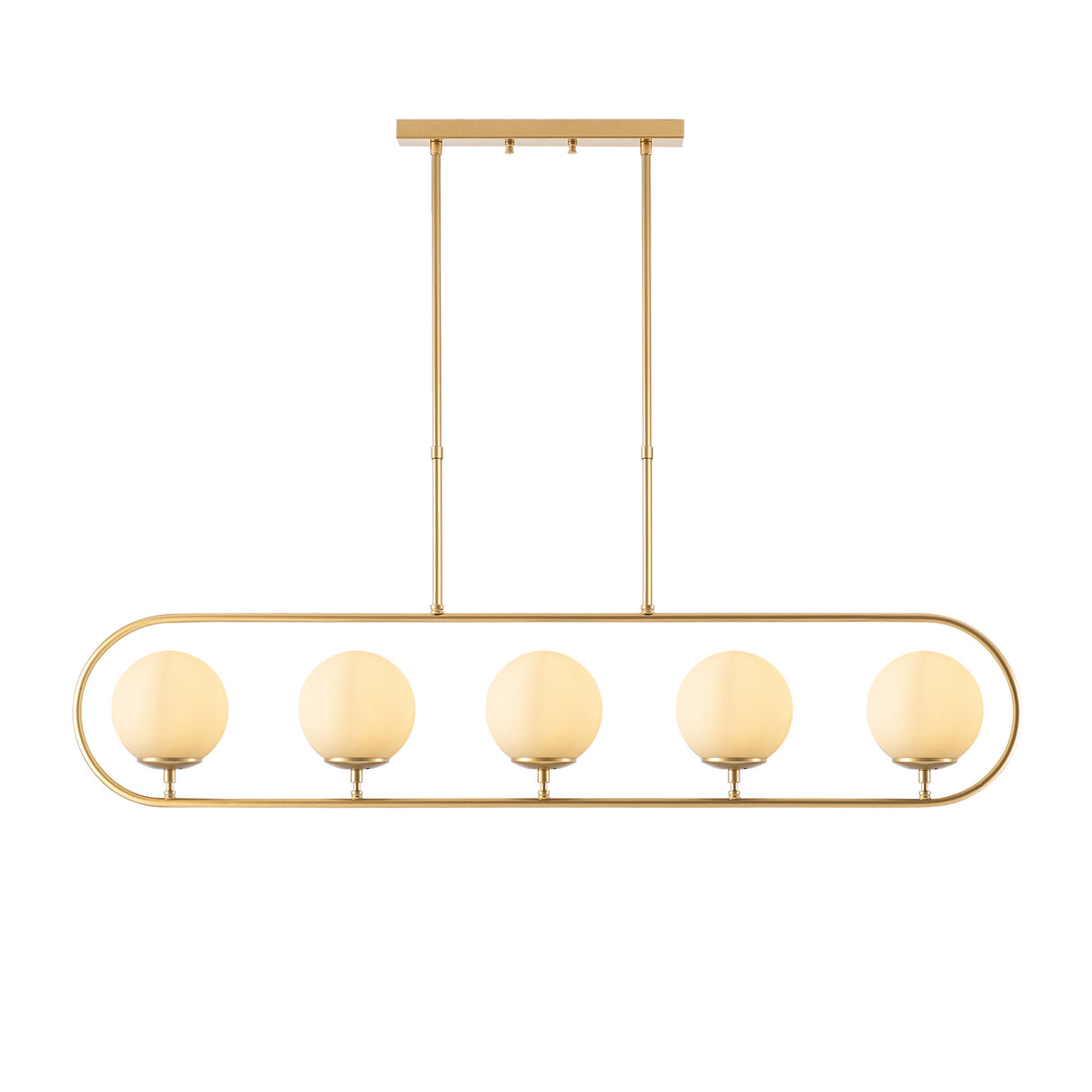 Pendant lamp 5-light Gold Beige Glass Lucent 