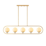 Pendant lamp 5-light Gold Beige Glass Lucent 