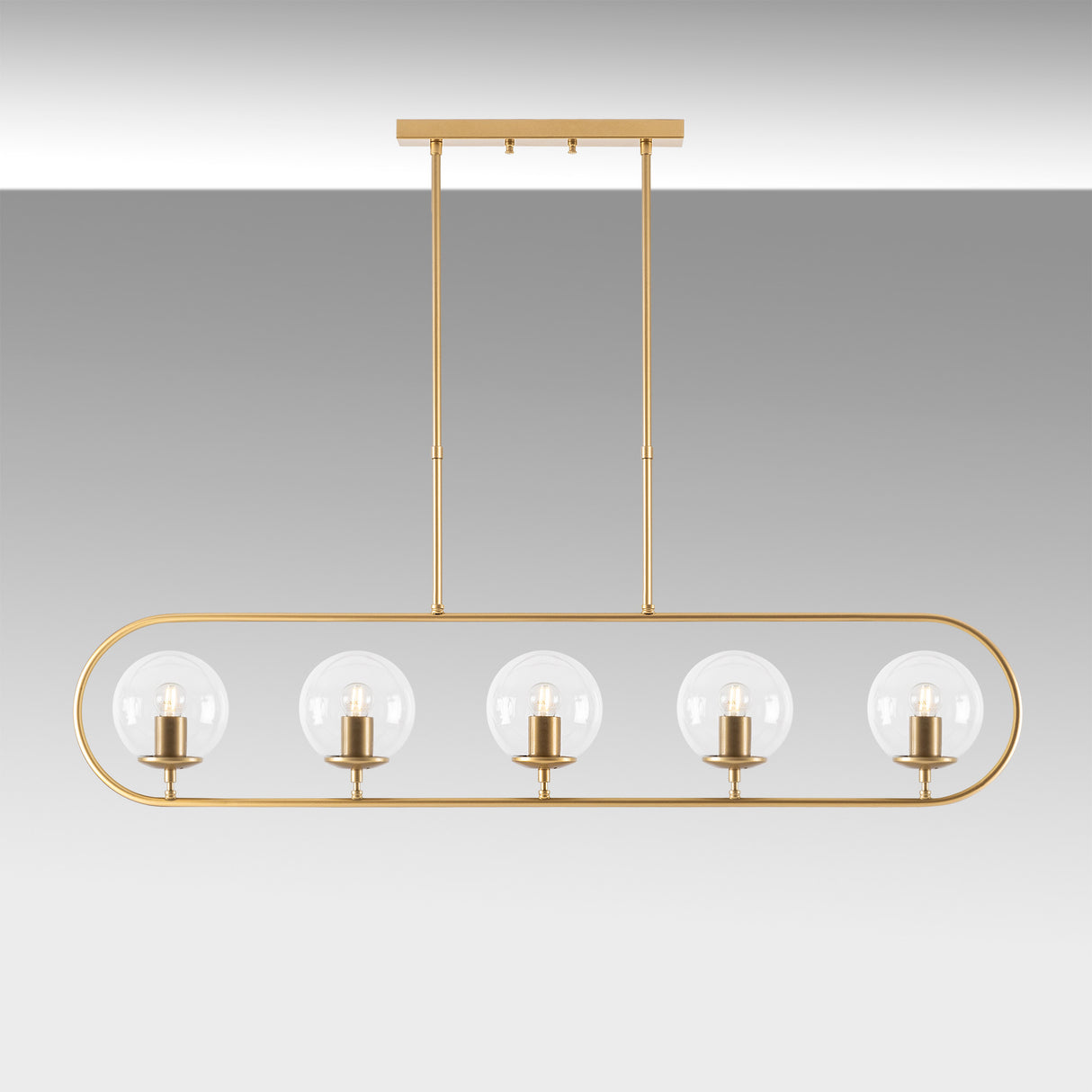 Pendant lamp 5-light Gold Clear Glass Lucent 