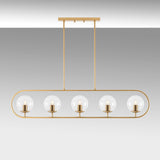 Pendant lamp 5-light Gold Clear Glass Lucent 