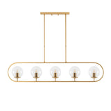 Pendant lamp 5-light Gold Clear Glass Lucent 