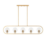 Pendant lamp 5-light Gold Clear Glass Lucent 