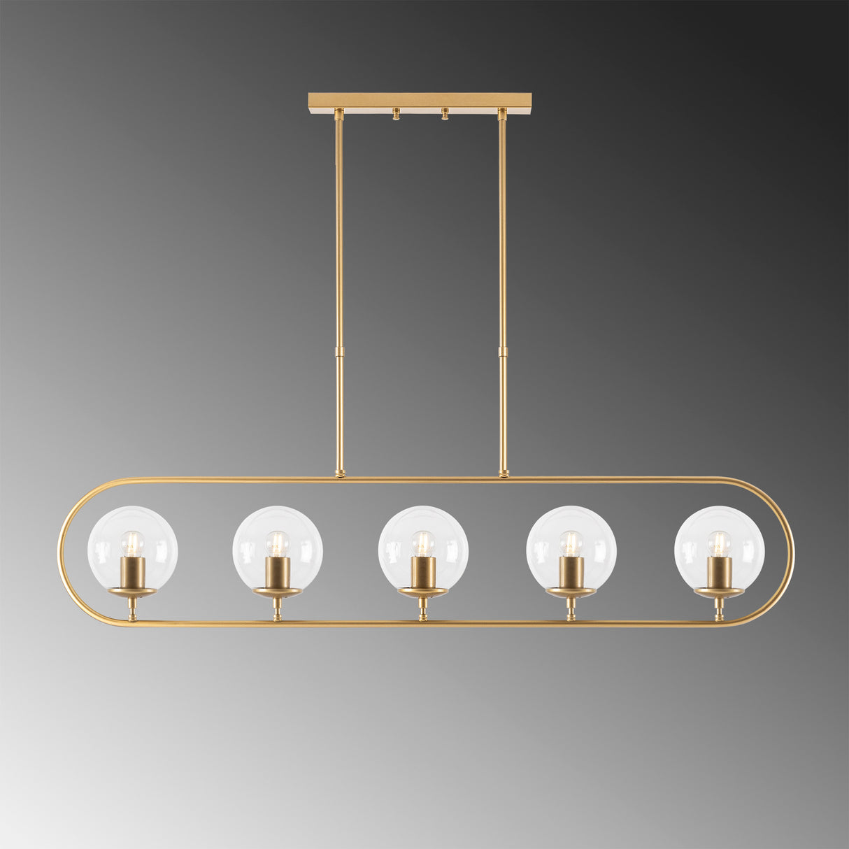 Pendant lamp 5-light Gold Clear Glass Lucent 
