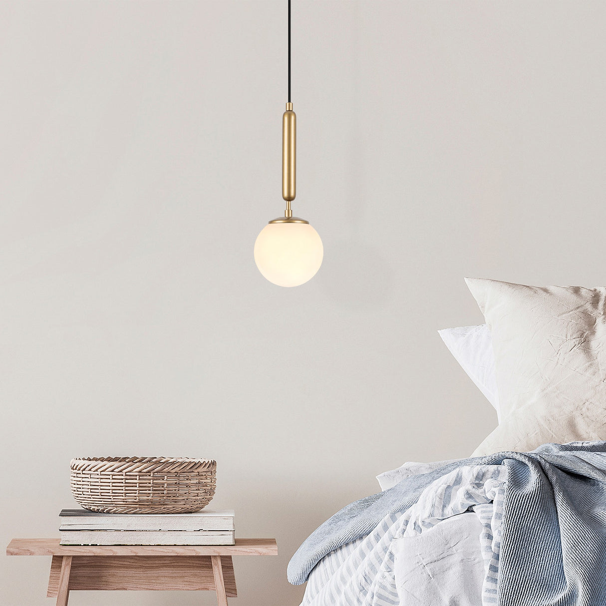 Pendant lamp 1-light Gold Glass Cascade 