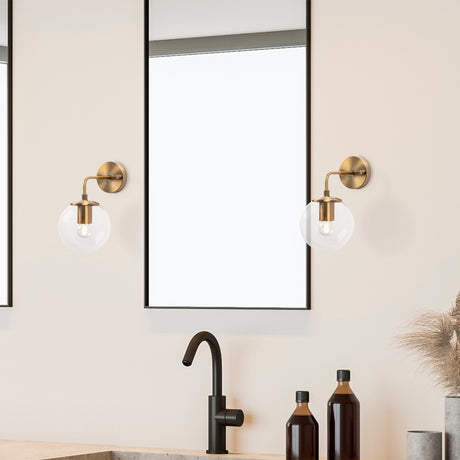 Bronze Colored Wall Lamp Clear Glass Brim 