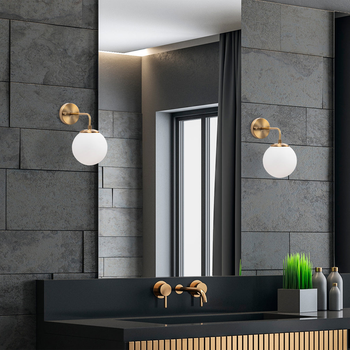 Bronze Colored Glass Wall Lamp Brim 