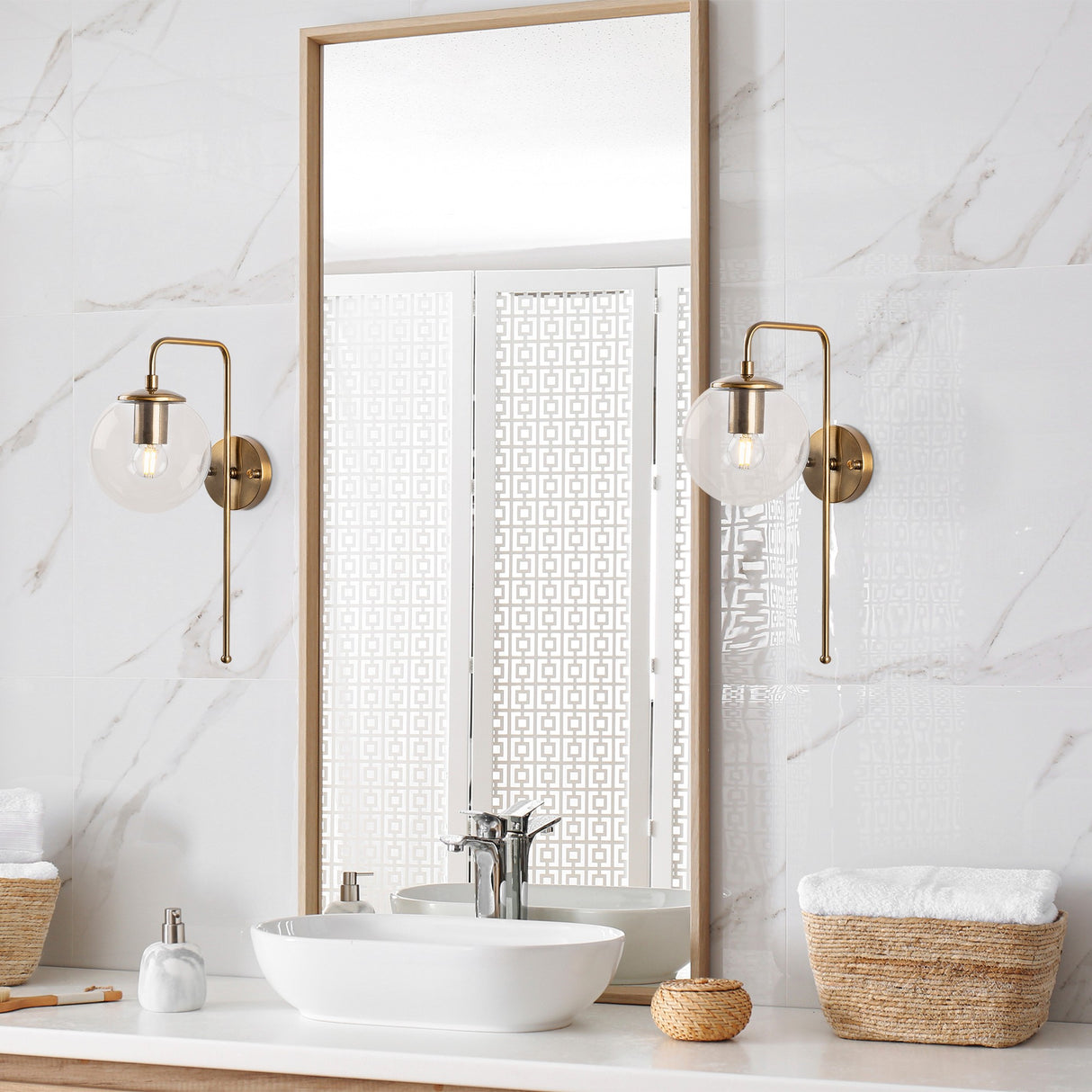 Wandlampen - Wandlamp 1 - lichts Bronskleurig Helder Glas Brim - Dimehouse