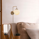 Bronze-colored Wall Lamp Beige Glass Brim 