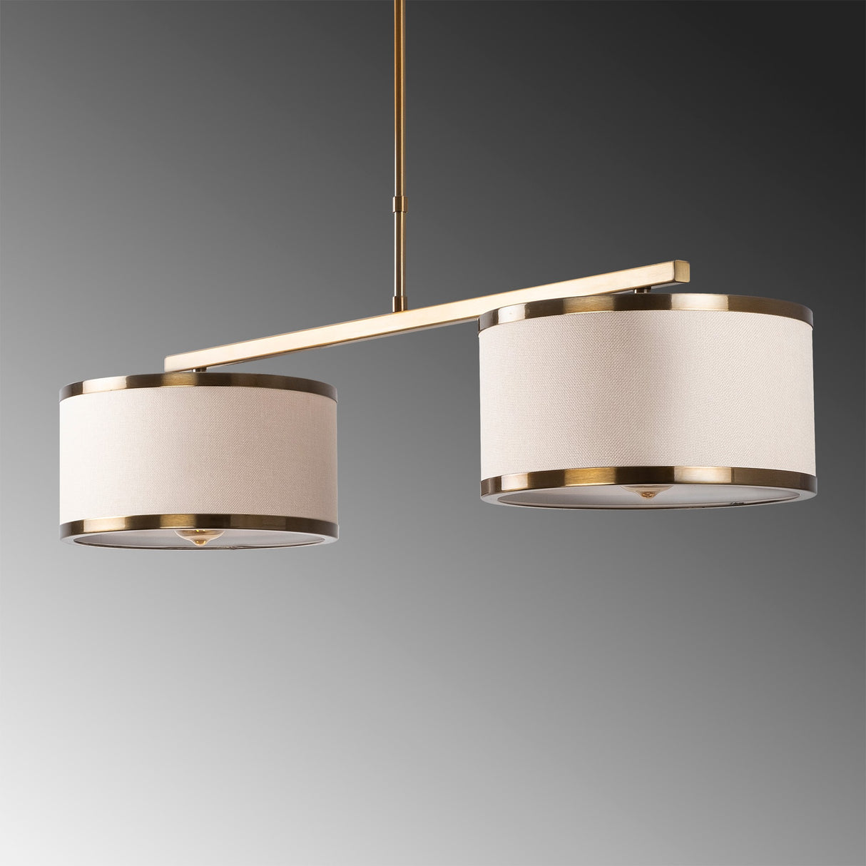 Pendant lamp 2-light Bronze-colored Fabric Frost 