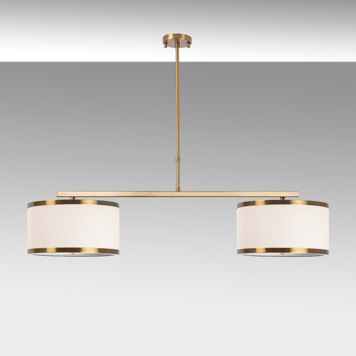 Pendant lamp 2-light Bronze-colored Fabric Frost 