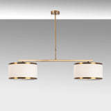 Pendant lamp 2-light Bronze-colored Fabric Frost 