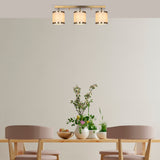 3-light pendant lamp Bronze-colored Fabric Frost 