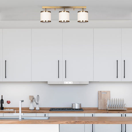 3-light pendant lamp Bronze-colored Fabric Frost 