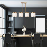 4-light Pendant Lamp Bronze Color Fabric Frost 