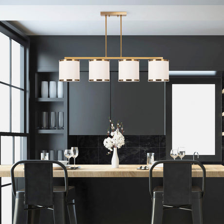 4-light Pendant Lamp Bronze Color Fabric Frost 