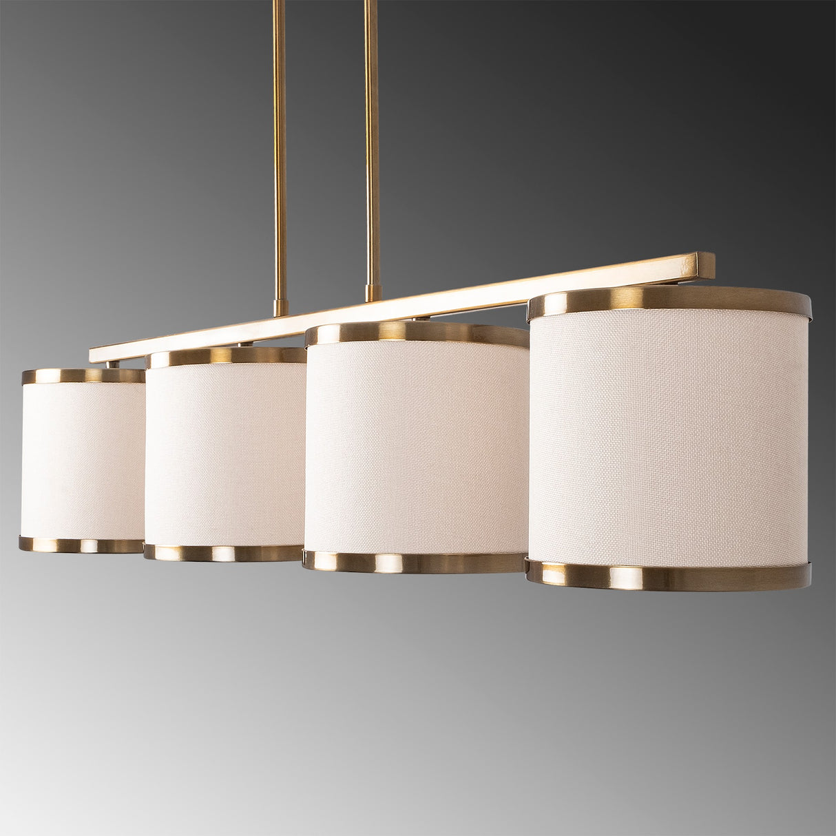 4-light Pendant Lamp Bronze Color Fabric Frost 