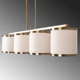 4-light Pendant Lamp Bronze Color Fabric Frost 