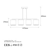 4-light Pendant Lamp Bronze Color Fabric Frost 