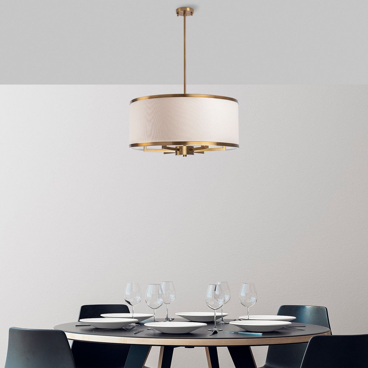 Pendant lamp 1-light Bronze-colored Fabric Frost 