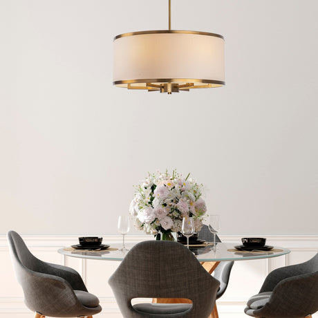 Pendant lamp 1-light Bronze-colored Fabric Frost 