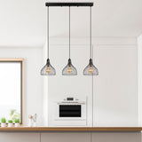 3-light Black Metal Vine Pendant Light 