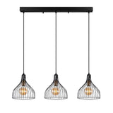 3-light Black Metal Vine Pendant Light 