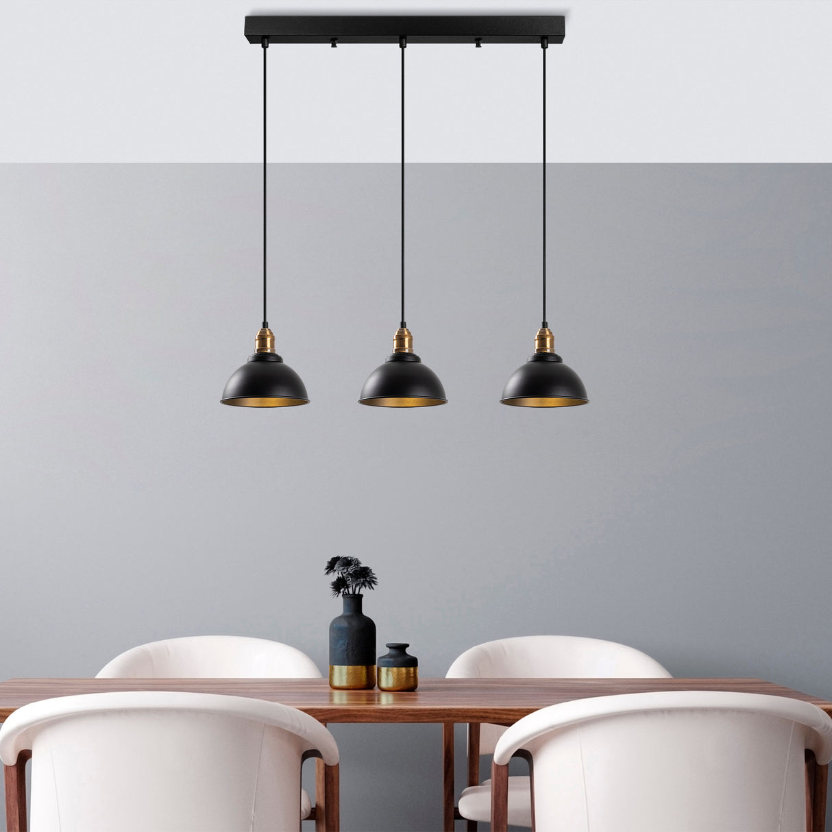 Pendant lamp 3-light Black Metal Lynx 