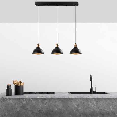 Pendant lamp 3-light Black Metal Lynx 