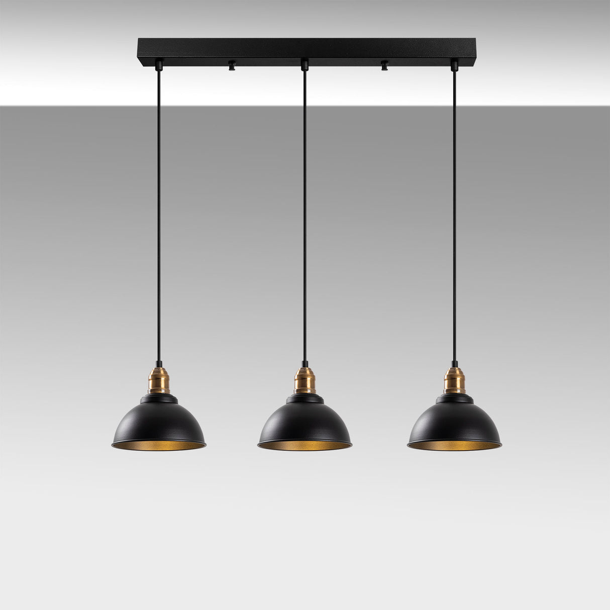Pendant lamp 3-light Black Metal Lynx 